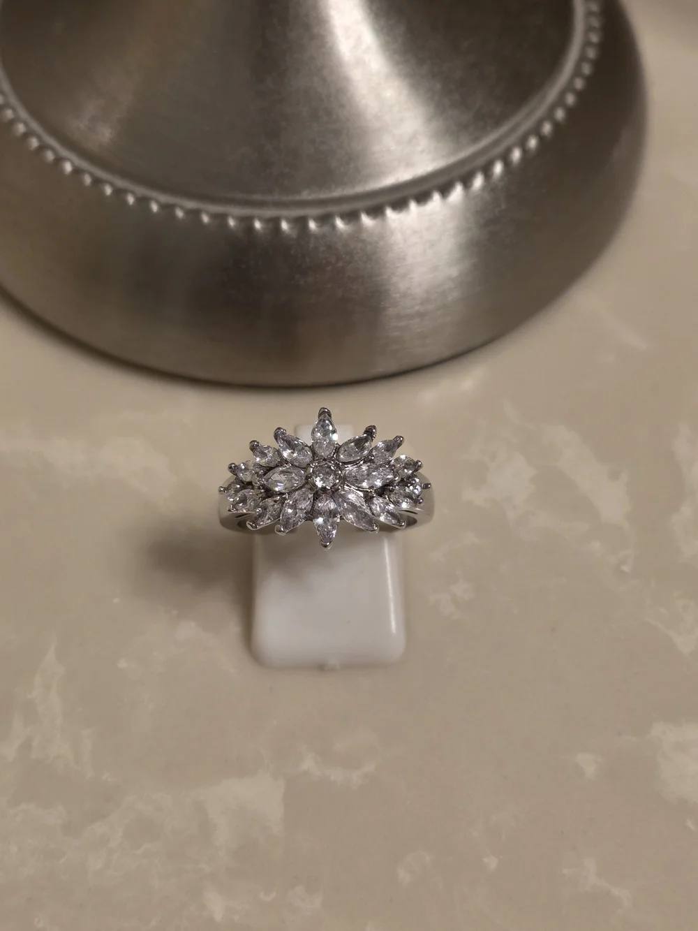Silver and CZ Cluster Ring Size 8